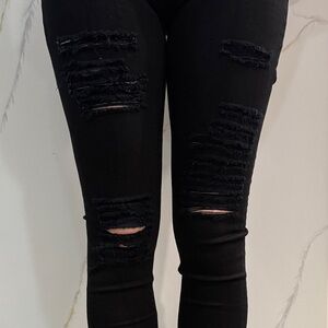 Frame Denim Distressed Black Jeans
